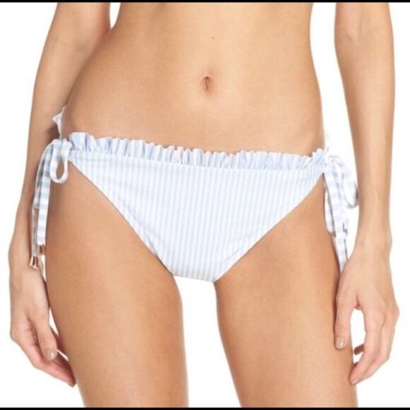 🌴 TED BAKER 🌴 Striped Ruffle Side-Tie Bikini Bottoms - [US Size 6] - Picture 1 of 11